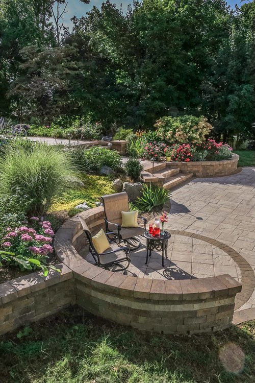 Cambridge Pavers lower patio with steps and landscape, Wappingers Falls NY