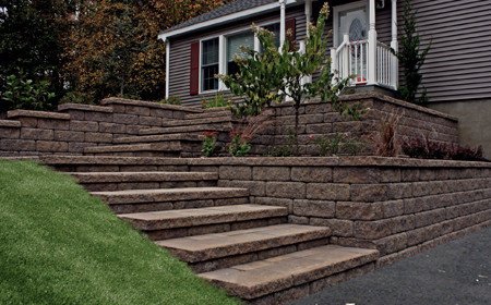 A Cambridge retaining wall with large steps, Milton NY