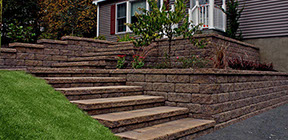 2 tier Retaining wall, custom steps and landscaping build in milton NY