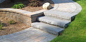small front walkway with steps and small retaining wall build in poughquag NY