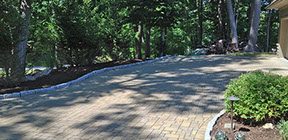 Pavers driveway with belgik block border build in highland ny 12528, paver used cambridge pavinmgstone with armortec