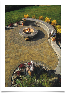 Custom Firepit and interlocking patio in poughkeepsie