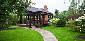 Landscaping with back yard walkway to pavilon build in newpaltz NY 12561