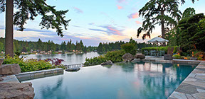 natural stone quartzite around pool with custom coping and random pattern